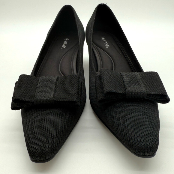 Vivaia Titli Bow Old Money Knit Timeless Office Comfort Ebony Heels 7.5 NWB - Picture 3 of 8